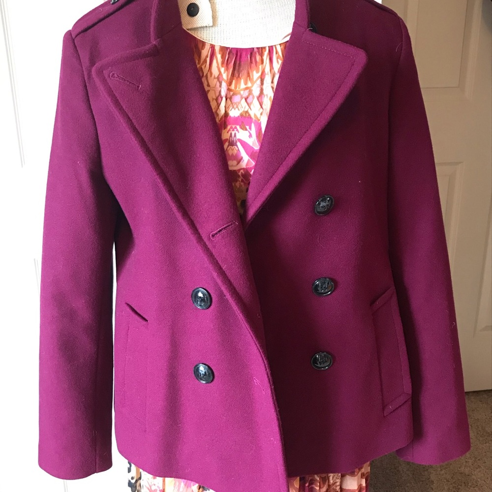 Double-Breasted Wool Raspberry Jacket Lined In Le… - image 5